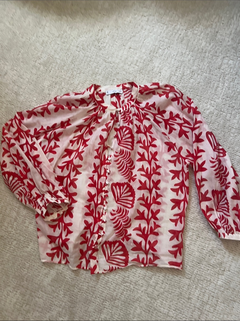 Red and White sheer blouse!